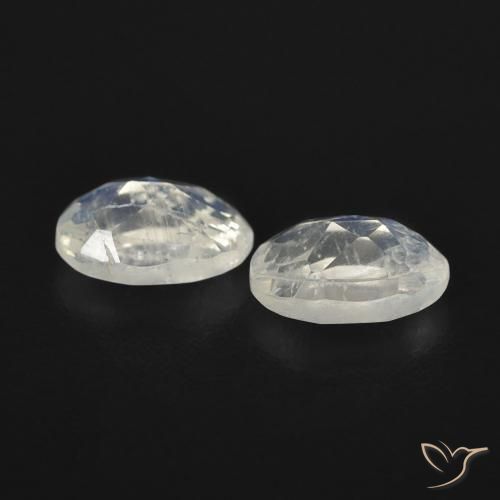 Gemme di Pietra di luna arcobaleno Bianco bluastro naturale da 0.91 ct, Ovale, Trasparente