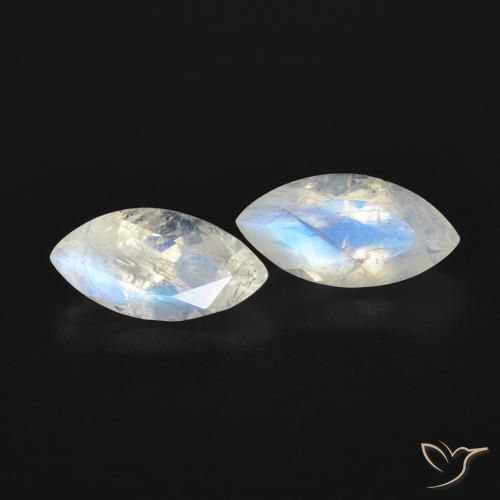 Gemme di Pietra di luna arcobaleno Bianco bluastro naturale da 1.20 ct, Taglio marquise, Trasparente