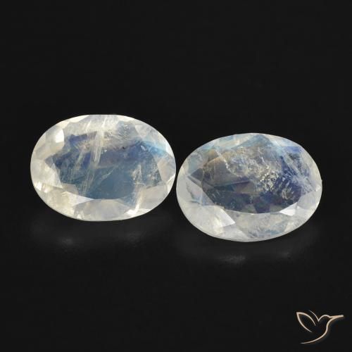 Gemme di Pietra di luna arcobaleno Bianco bluastro naturale da 1.98 ct, Ovale, Trasparente