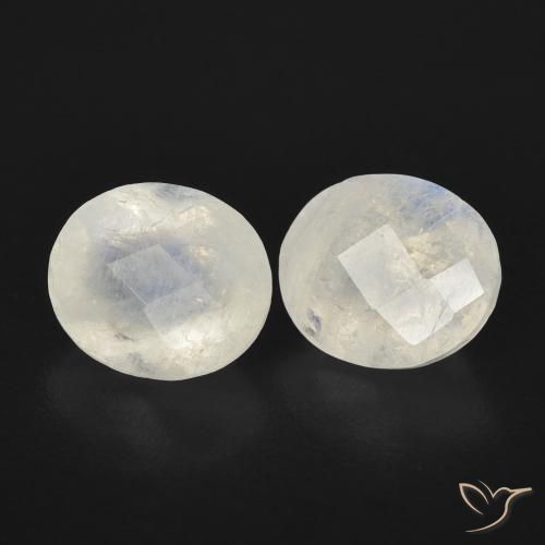2.36ctw Naturale Bianco bluastro Pietra di luna arcobaleno, Ovale, Trasparente