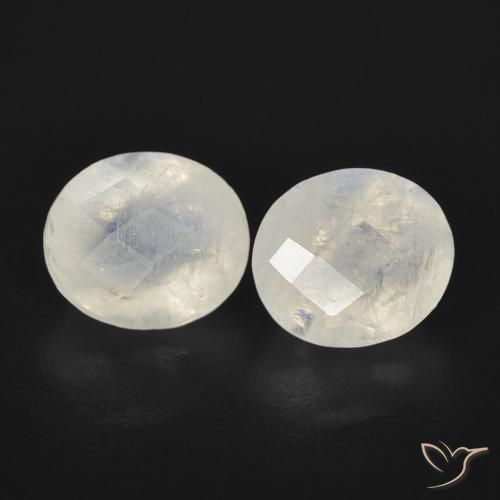 Gemme di Pietra di luna arcobaleno Bianco bluastro naturale da 2.36 ct, Ovale, Trasparente