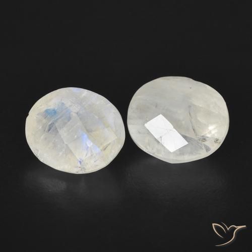 Gemme di Pietra di luna arcobaleno Bianco bluastro naturale da 2.08 ct, Ovale, Trasparente