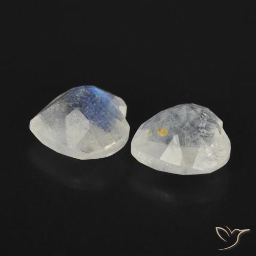 Gemme di Pietra di luna arcobaleno Bianco bluastro naturale da 1.33 ct, Cuore, Trasparente