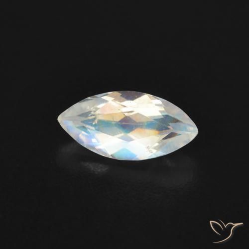 Pietra di luna arcobaleno Bianco bluastro naturale da 0.48 ct, Taglio marquise, Trasparente