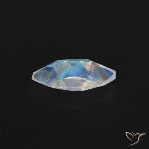 Pietra di luna arcobaleno Bianco bluastro naturale da 0.48 ct, Taglio marquise, Trasparente
