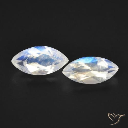 1.04ctw Naturale Bianco bluastro Pietra di luna arcobaleno, Taglio marquise, Trasparente