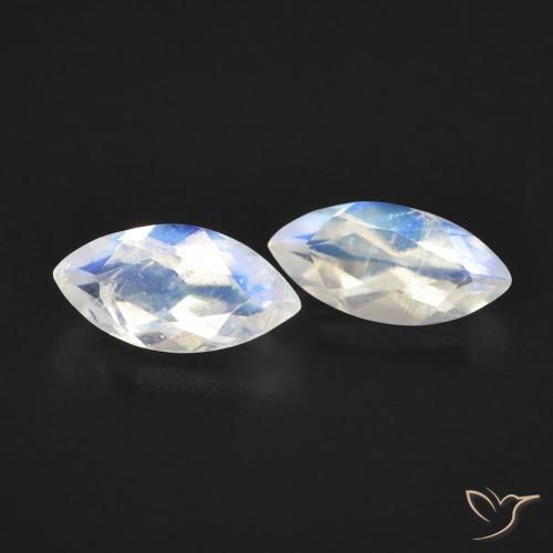 Gemme di Pietra di luna arcobaleno Bianco bluastro naturale da 1.04 ct, Taglio marquise, Trasparente