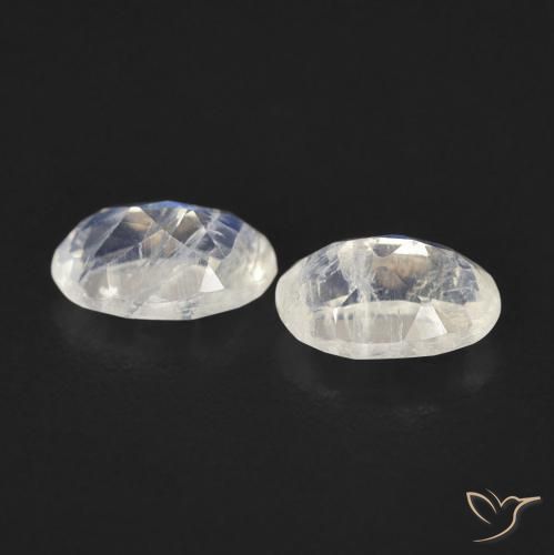 Gemme di Pietra di luna arcobaleno Bianco bluastro naturale da 0.87 ct, Ovale, Trasparente
