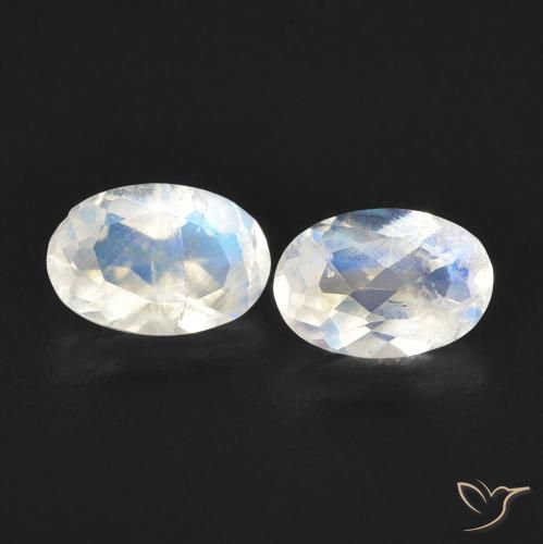 0.83ctw Naturale Bianco bluastro Pietra di luna arcobaleno, Ovale, Trasparente