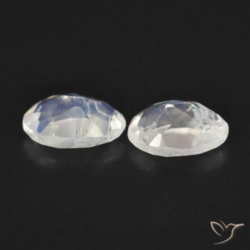 Gemme di Pietra di luna arcobaleno Bianco bluastro naturale da 0.83 ct, Ovale, Trasparente