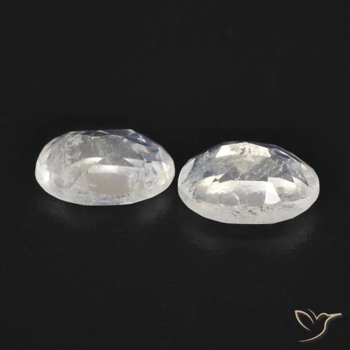 Gemme di Pietra di luna arcobaleno Bianco bluastro naturale da 0.95 ct, Ovale, Trasparente