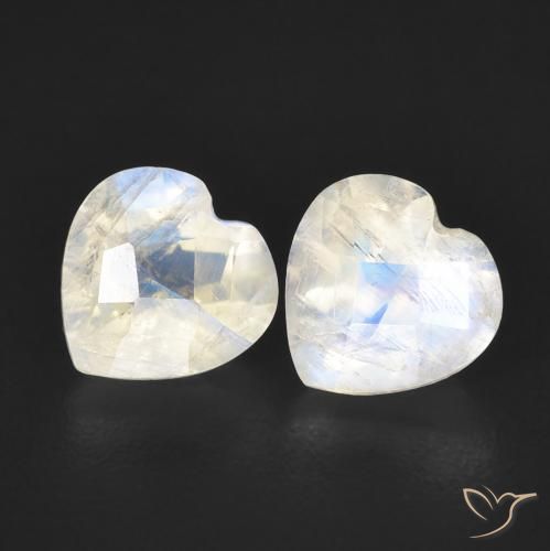 1.48ctw Naturale Bianco bluastro Pietra di luna arcobaleno, Cuore, Trasparente