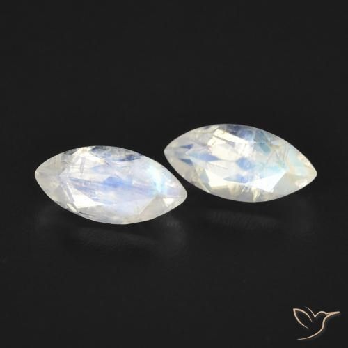 Gemme di Pietra di luna arcobaleno Bianco bluastro naturale da 1.20 ct, Taglio marquise, Trasparente