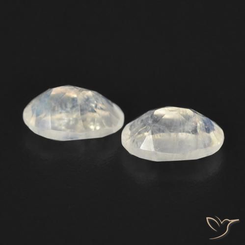 Gemme di Pietra di luna arcobaleno Bianco bluastro naturale da 0.88 ct, Ovale, Trasparente