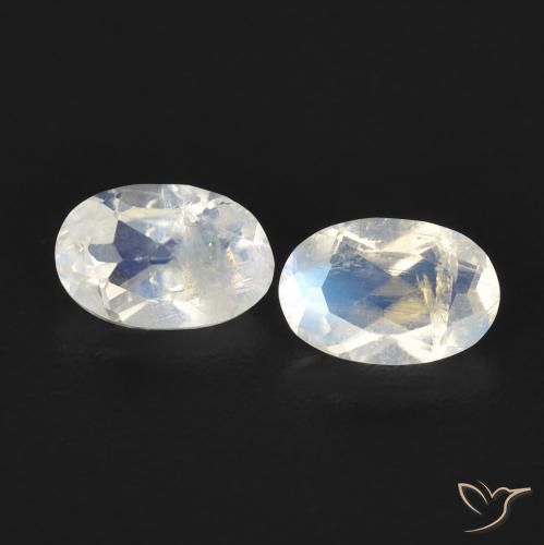 0.77ctw Naturale Bianco bluastro Pietra di luna arcobaleno, Ovale, Trasparente