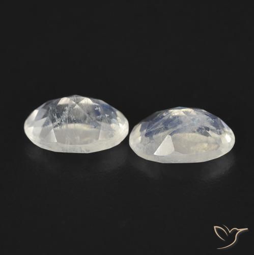 Gemme di Pietra di luna arcobaleno Bianco bluastro naturale da 0.85 ct, Ovale, Trasparente