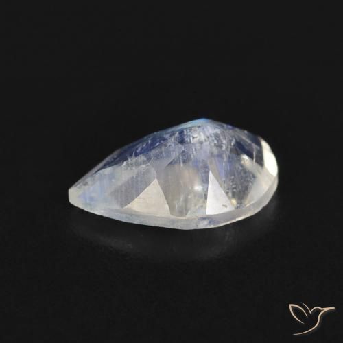 Pietra di luna arcobaleno Bianco bluastro naturale da 0.66 ct, Forma a pera, Trasparente