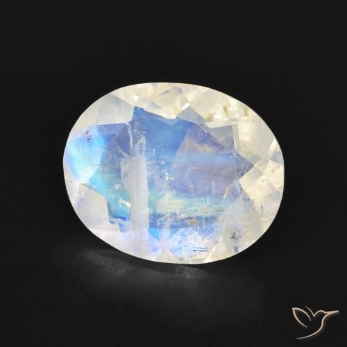 Pietra di luna arcobaleno Bianco bluastro naturale da 2.58 ct, Ovale, Trasparente