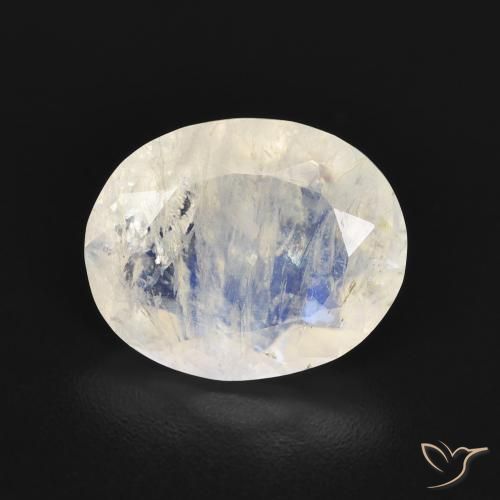 Pietra di luna arcobaleno Bianco bluastro naturale da 2.77 ct, Ovale, Trasparente