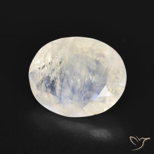 Pietra di luna arcobaleno Bianco bluastro naturale da 2.77 ct, Ovale, Trasparente