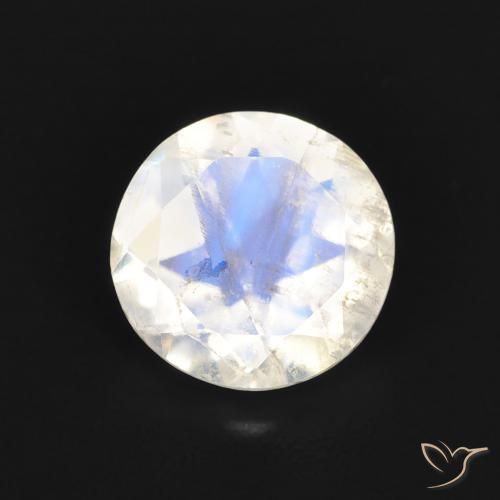 1.05ct Naturale Bianco bluastro Pietra di luna arcobaleno, Rotondo, Trasparente