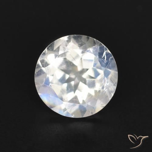 0.84ct Naturale Bianco bluastro Pietra di luna arcobaleno, Rotondo, Trasparente
