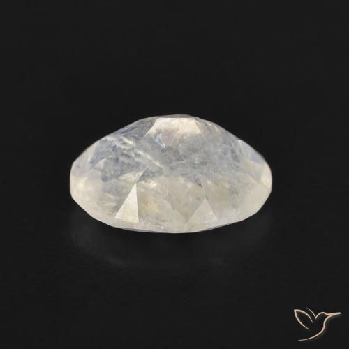 Pietra di luna arcobaleno Bianco bluastro naturale da 1.18 ct, Ovale, Trasparente