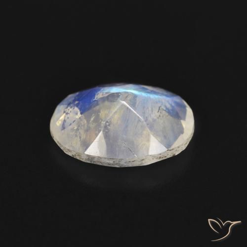 Pietra di luna arcobaleno Bianco bluastro naturale da 1.36 ct, Ovale, Trasparente