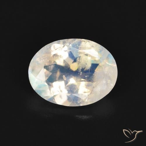 1.61ct Naturale Bianco bluastro Pietra di luna arcobaleno, Ovale, Trasparente