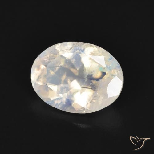Pietra di luna arcobaleno Bianco bluastro naturale da 1.61 ct, Ovale, Trasparente