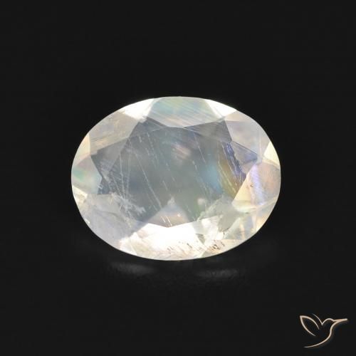 1.27ct Naturale Bianco bluastro Pietra di luna arcobaleno, Ovale, Trasparente