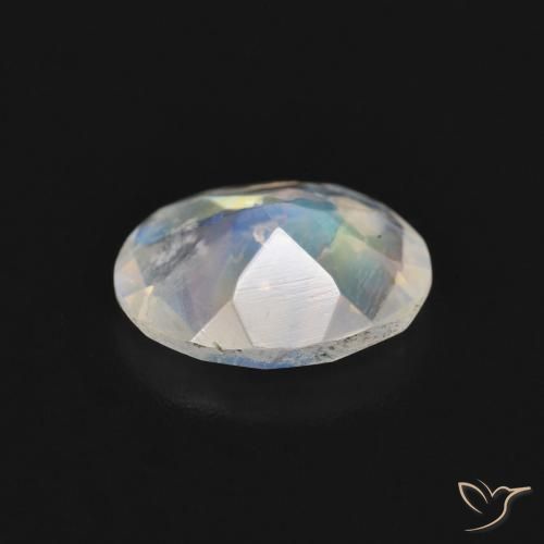 Pietra di luna arcobaleno Bianco bluastro naturale da 1.27 ct, Ovale, Trasparente