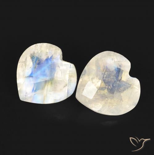 1.32ctw Naturale Bianco bluastro Pietra di luna arcobaleno, Cuore, Trasparente