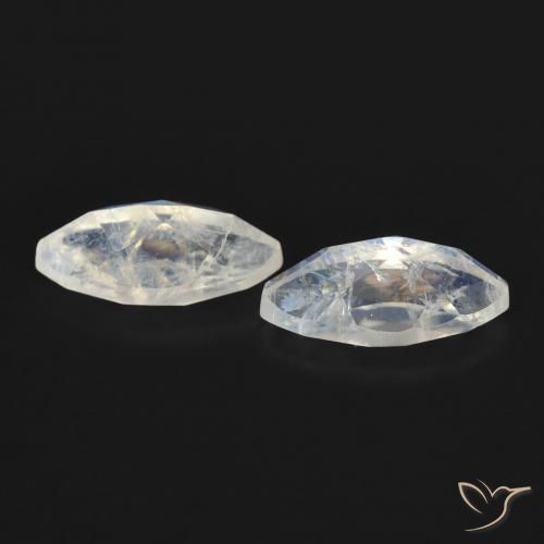 Gemme di Pietra di luna arcobaleno Bianco bluastro naturale da 1.23 ct, Taglio marquise, Trasparente