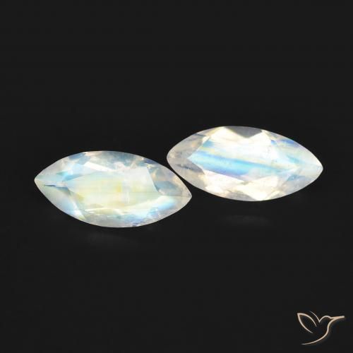 Gemme di Pietra di luna arcobaleno Bianco bluastro naturale da 1.14 ct, Taglio marquise, Trasparente