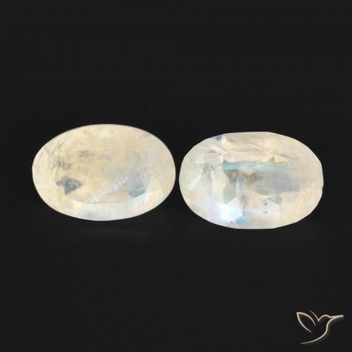 1.03ctw Naturale Bianco bluastro Pietra di luna arcobaleno, Ovale, Trasparente