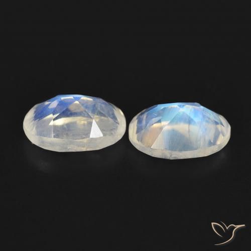 Gemme di Pietra di luna arcobaleno Bianco bluastro naturale da 1.00 ct, Ovale, Trasparente