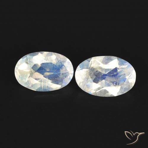 0.89ctw Naturale Bianco bluastro Pietra di luna arcobaleno, Ovale, Trasparente