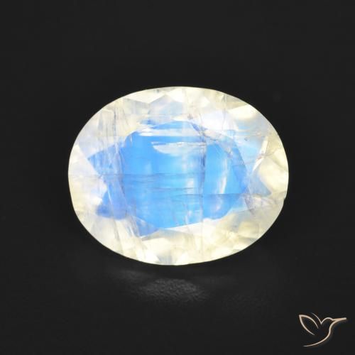 2.77ct Naturale Bianco bluastro Pietra di luna arcobaleno, Ovale, Trasparente
