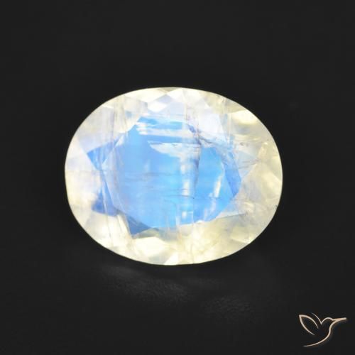 Pietra di luna arcobaleno Bianco bluastro naturale da 2.77 ct, Ovale, Trasparente