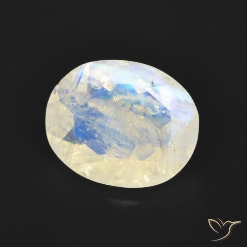 Pietra di luna arcobaleno Bianco bluastro naturale da 2.68 ct, Ovale, Trasparente