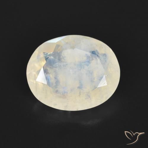 2.69ct Naturale Bianco bluastro Pietra di luna arcobaleno, Ovale, Trasparente