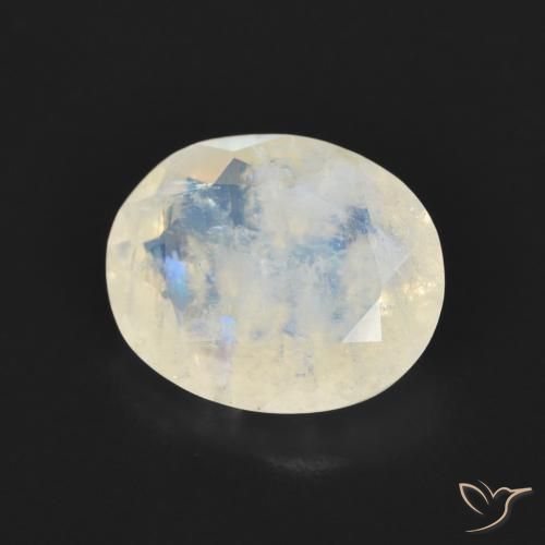 Pietra di luna arcobaleno Bianco bluastro naturale da 2.69 ct, Ovale, Trasparente
