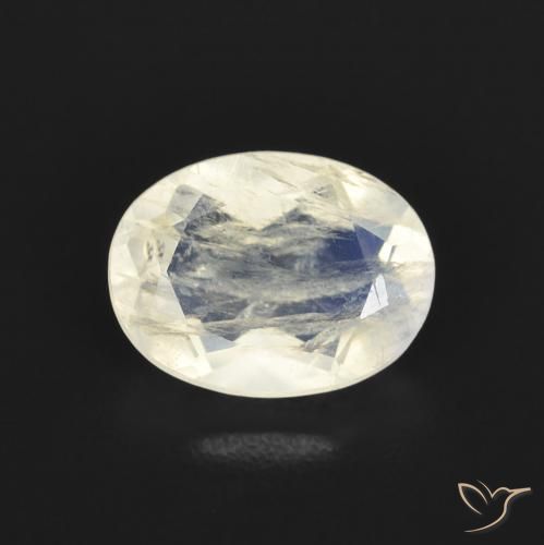 1.15ct Naturale Bianco bluastro Pietra di luna arcobaleno, Ovale, Trasparente