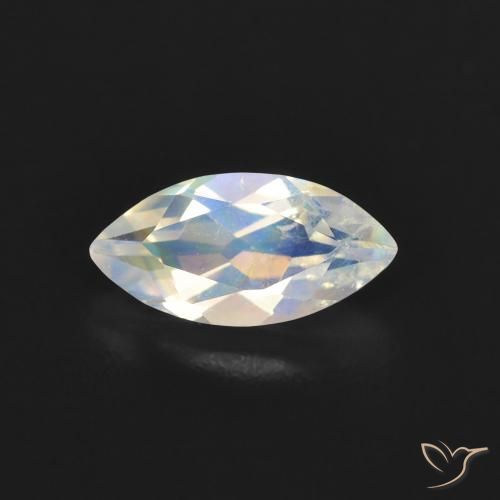 0.52ct Naturale Bianco bluastro Pietra di luna arcobaleno, Taglio marquise, Trasparente