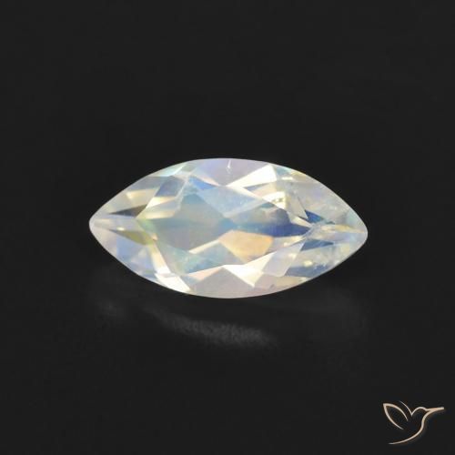 Pietra di luna arcobaleno Bianco bluastro naturale da 0.52 ct, Taglio marquise, Trasparente