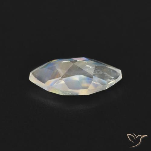 Pietra di luna arcobaleno Bianco bluastro naturale da 0.52 ct, Taglio marquise, Trasparente
