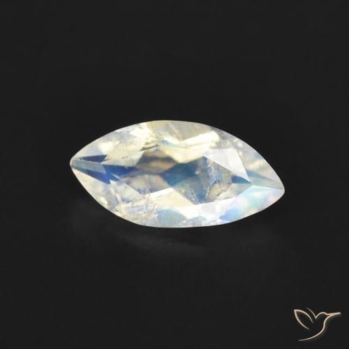 Pietra di luna arcobaleno Bianco bluastro naturale da 0.51 ct, Taglio marquise, Trasparente
