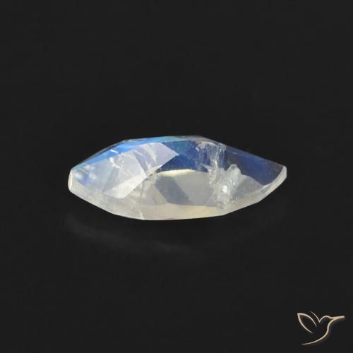 Pietra di luna arcobaleno Bianco bluastro naturale da 0.51 ct, Taglio marquise, Trasparente