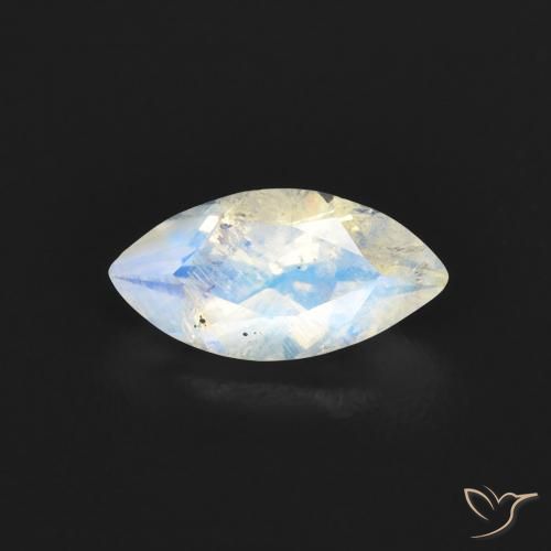 0.55ct Naturale Bianco bluastro Pietra di luna arcobaleno, Taglio marquise, Trasparente